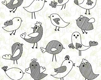 Doodle Birds Clip Art Clipart, Hand Drawn Birds Clipart Clip Art Vectors - Commercial and Personal Use