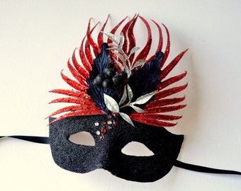 MASK- Fire Bird- masquerade mask, Mardi Gras, ballroom, fairy, Venetian, Halloween