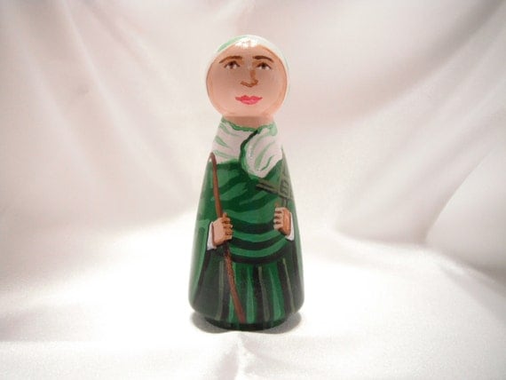 Saint Brigid of Ireland Catholic Saint Wooden Peg Doll Toy