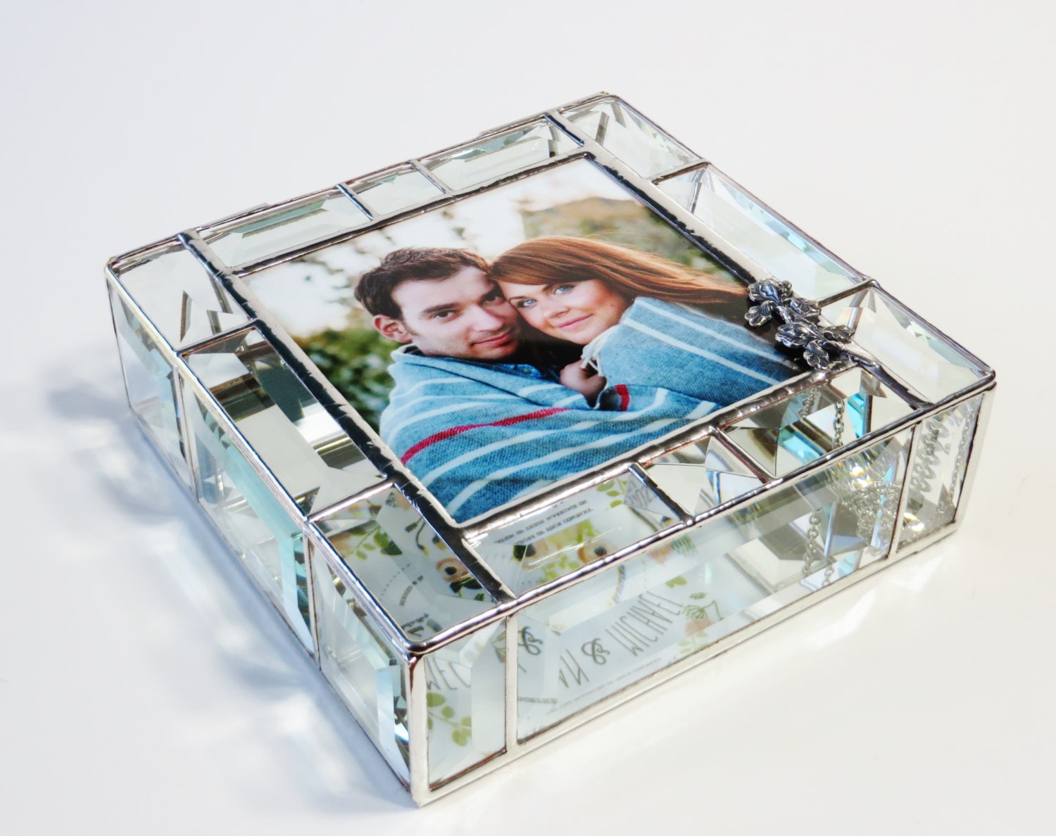 Stained Glass Keepsake Beveled Memory Box 7x7x2 by GaleazGlass