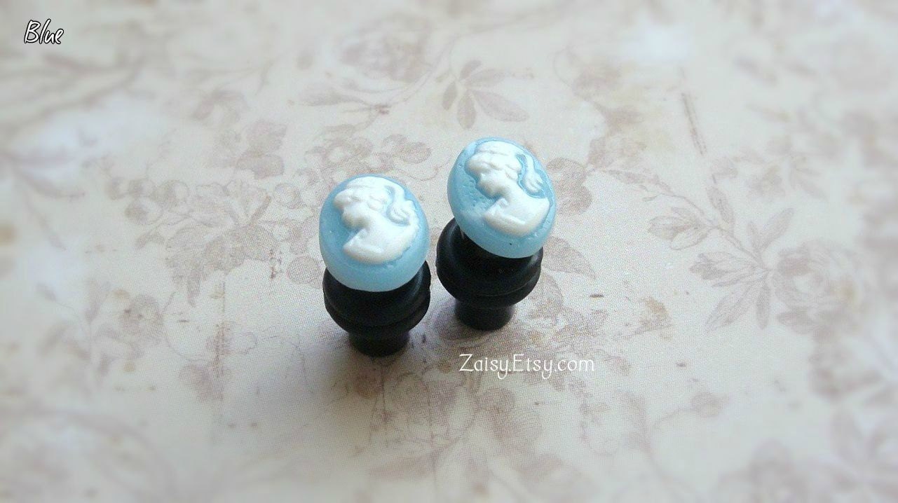 Pretty Cameo Plugs for Gauged Ears Choose your color Size 0