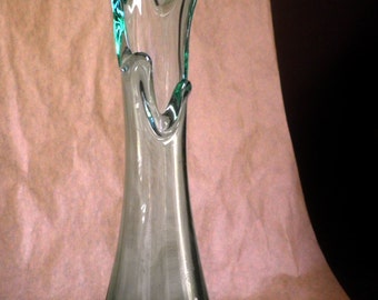 Mid Centiury Modern green GLASS Vase, tall
