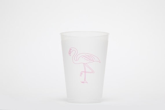 Flamingo design Frosted Plastic Cup set of 50 Il_570xn