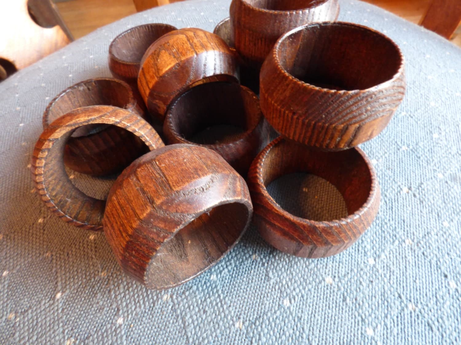 11 Vintage Wooden Napkin Rings handmade Haute Juice