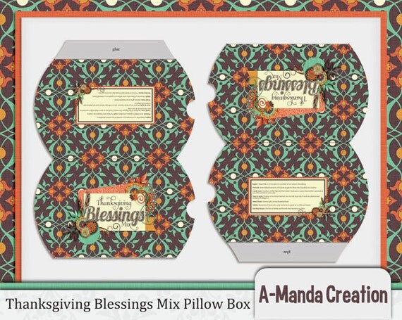 SALE 50% OFF Thanksgiving Blessings Mix Printable Pillow Box Gift Il_570xn