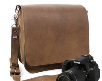 10" Brown Napa Mission Leather Camera Bag