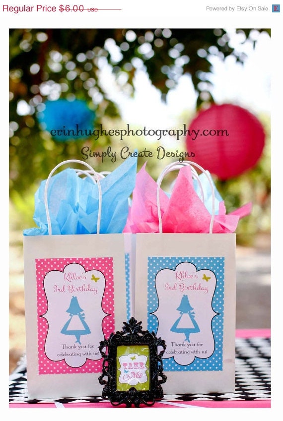 Alice Inspired Party Favor Tags DIGITAL FILE 8.5x11 Jpeg Digital File Personalized Il_570xn