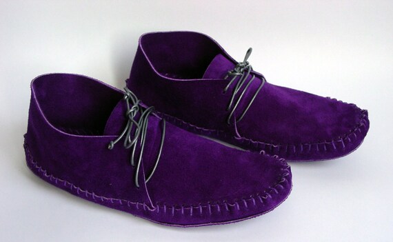 Items similar to Handmade purple suede moccasins on Etsy