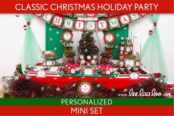 Classic Christmas Holiday Party Package Collection Set Mini Personalized Printable // Classic Christmas - H2Pz1 Il_570xn