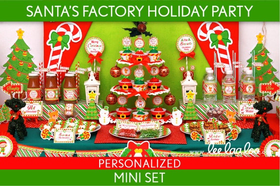 Santa’s Factory Holiday Party Package Collection Set Mini Personalized Printable // Santa’s Factory - H3Pz1 Il_570xn
