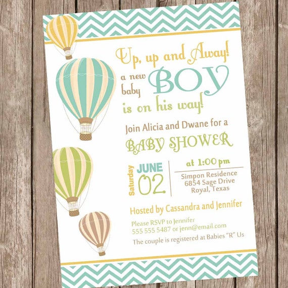 Hot Air Balloon Themed Baby Shower Invitations 4