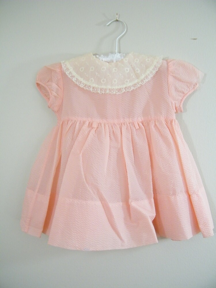 Vintage 1950s Girls Dress / Pink Party Dress