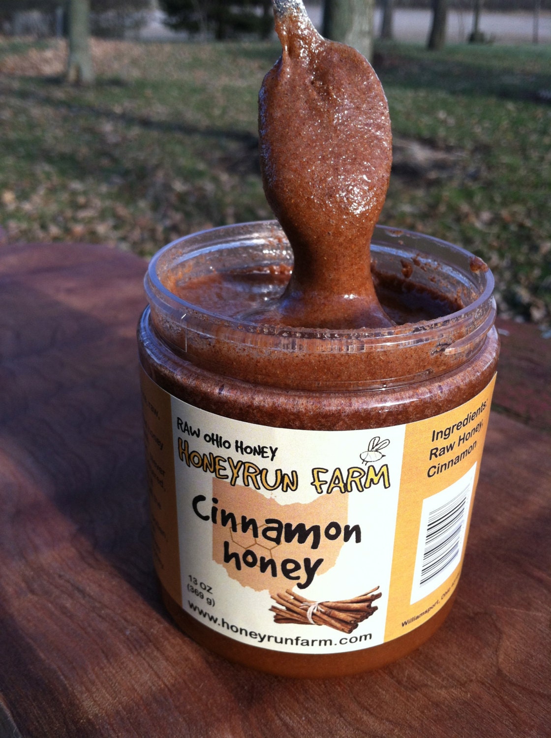 Raw Cinnamon Honey Naturally Granulated 13 ounce jar