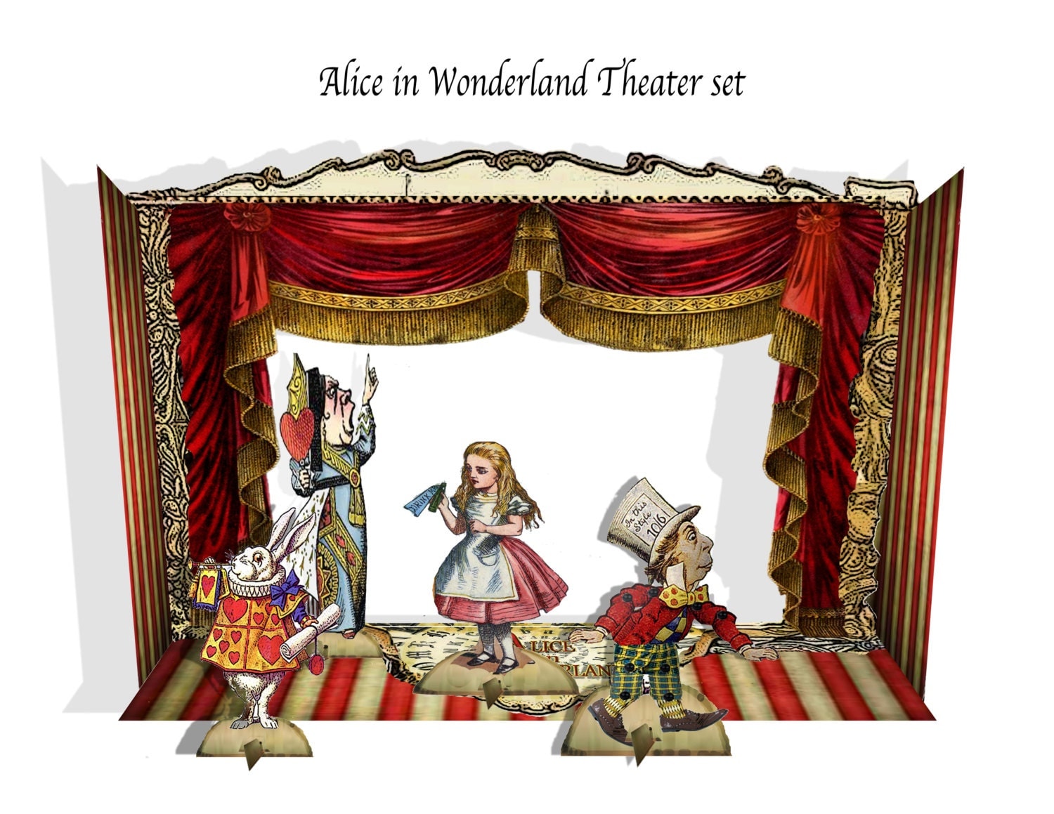 Alice in Wonderland printable paper Theater with characters