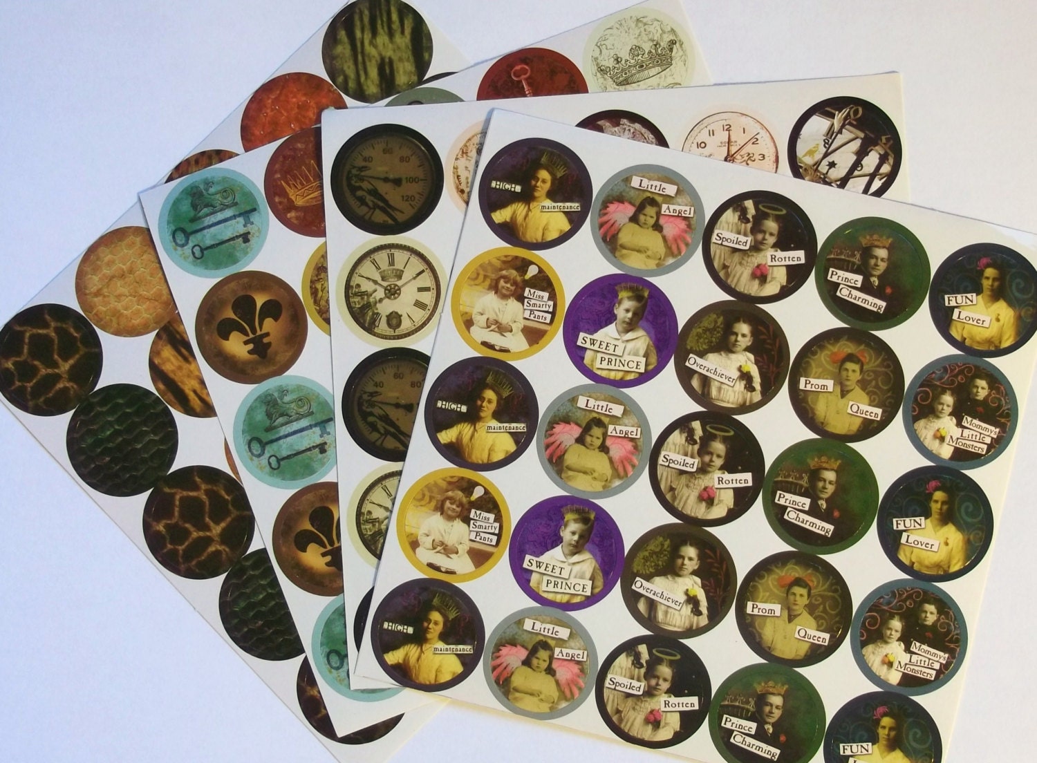 SALE 100 Pre Cut Bottle Cap Stickers by CandSCraftSupplies on Etsy