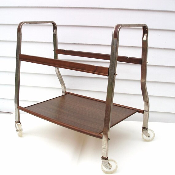 Vintage Metal TV Stand Rolling Bar Cart Rustic by WhimzyThyme