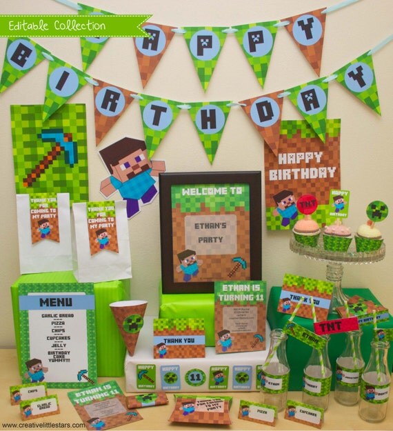 Minecraft Party DIY Printable Kit - INSTANT DOWNLOAD - minecraft inspired Il_570xn