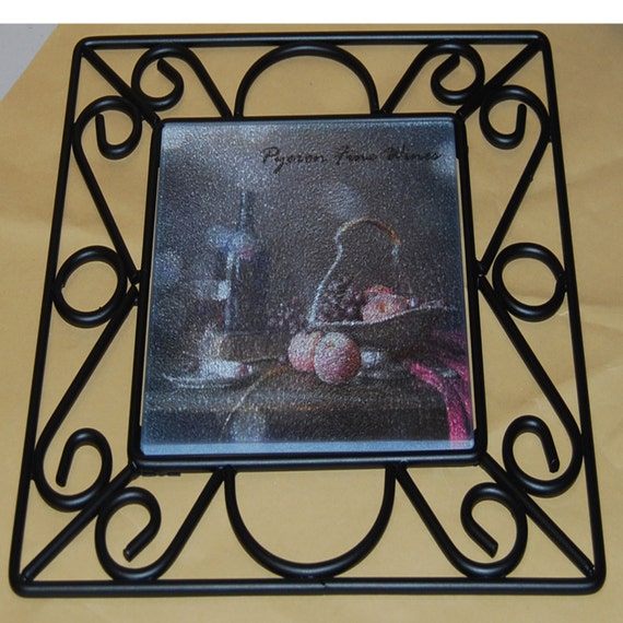Custom personalized tempered glass trivet with wrought by allerta