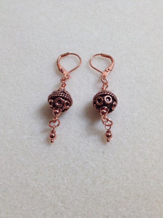 Decorative copper ball earrings