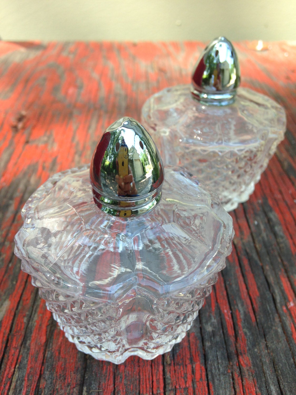 Vintage Mini Round Glass Salt & Pepper Shakers Haute Juice