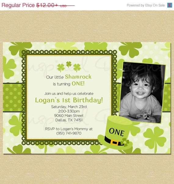 10% OFF SALE Our Little Shamrock Birthday Invitation (Boy or Girl) Il_570xn