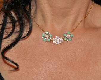 Hamsa evil eye charm necklace, Hamsa charm, Hamsa charm necklace, evil eye necklace, Gold necklace