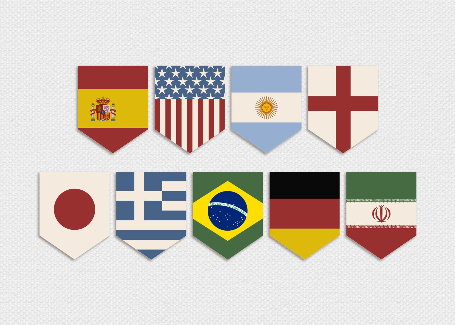 Items similar to Printable World Cup Country Flags Pennant Banner