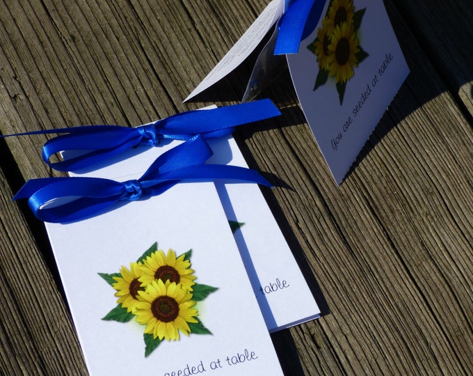 Seeded At Sunflower Duo Place Card Escort Cards for Wedding Reception