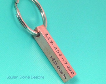Custom Hand Stamped 4-sided Pet ID Tag Bar- Add Name, Phone Number, Address- In Aluminum Brass or Copper