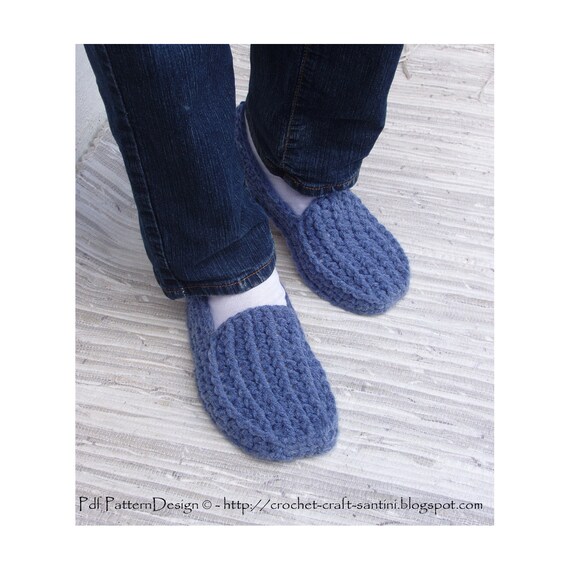 His Denim Loafers - Basic Slipper Crochet Pattern - Istant Download