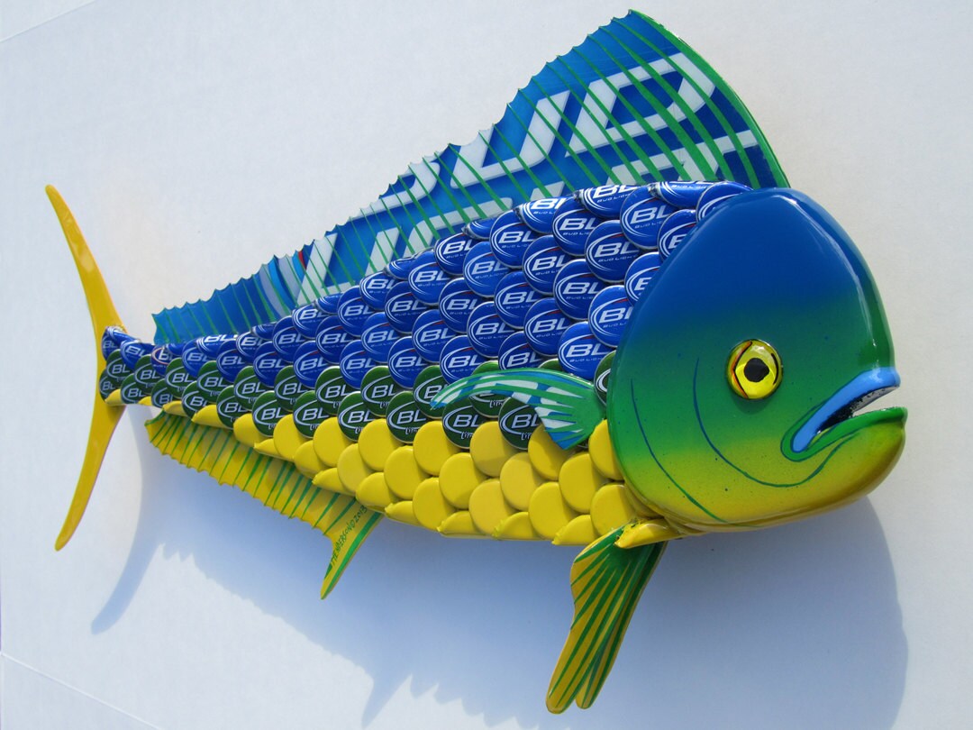 Mahi Mahi Fish Art Bottlecap Metal Wall Dolphin Fish by