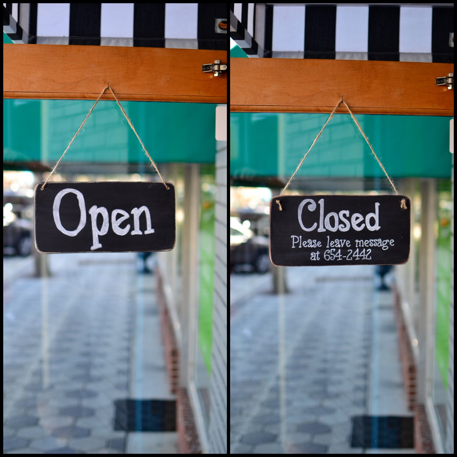 Wooden Chalkboard for Businesses Open/Closed Sign 12x6