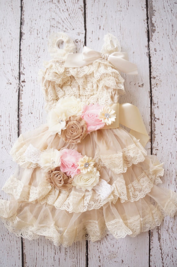 Lace flower girl dresses etsy
