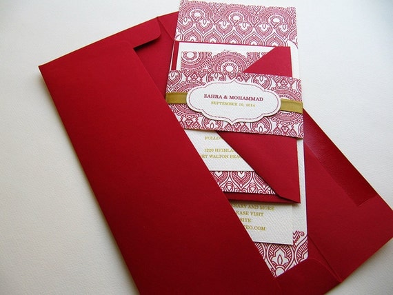 Indian Wedding InvitationHenna Inspired Wedding InvitationIndian ...