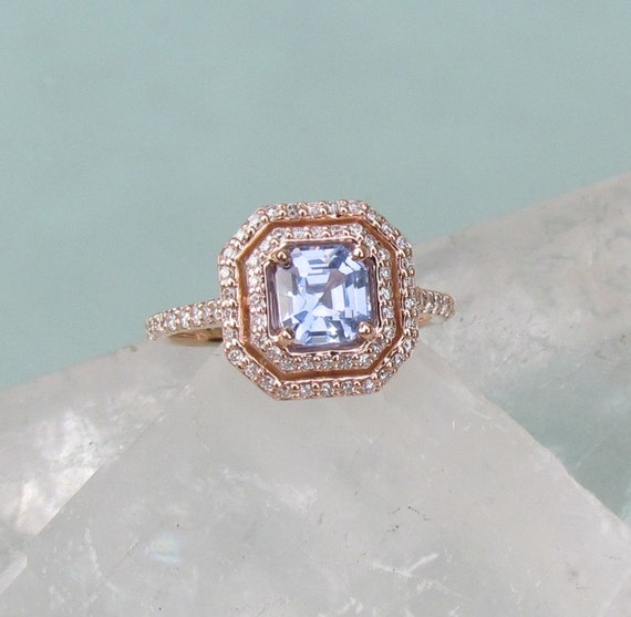 Asscher cut engagement rings rose gold