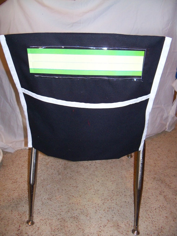 Items similar to Beautiful black chair pocket trimmed in white! Perfect