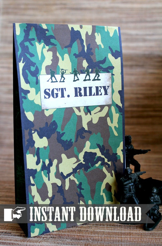 Army Men Loot Bag - INSTANT DOWNLOAD - Editable & Printable Birthday Party Decorations by Sassaby Il_570xn