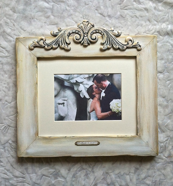 8x10 Wedding Frame White Gold Wood Personalize Jeweled Diamond   Il 570xN.593899855 42j0 