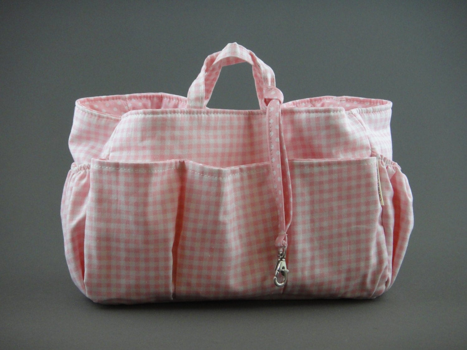 Diaper Bag Organizer Insert Shaper Gingham Baby Pink