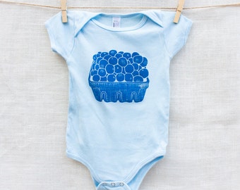 Blueberry Basket 100% Cotton Baby Onesie