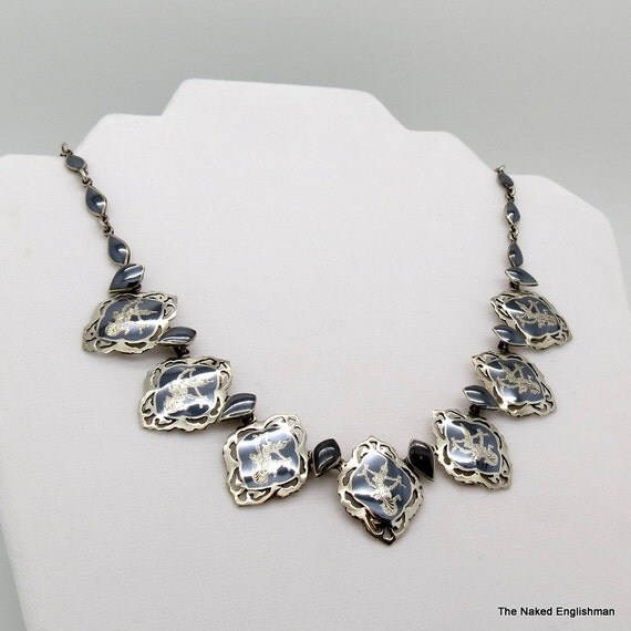 Stunning Nielloware Necklace Amfarco Made in Siam