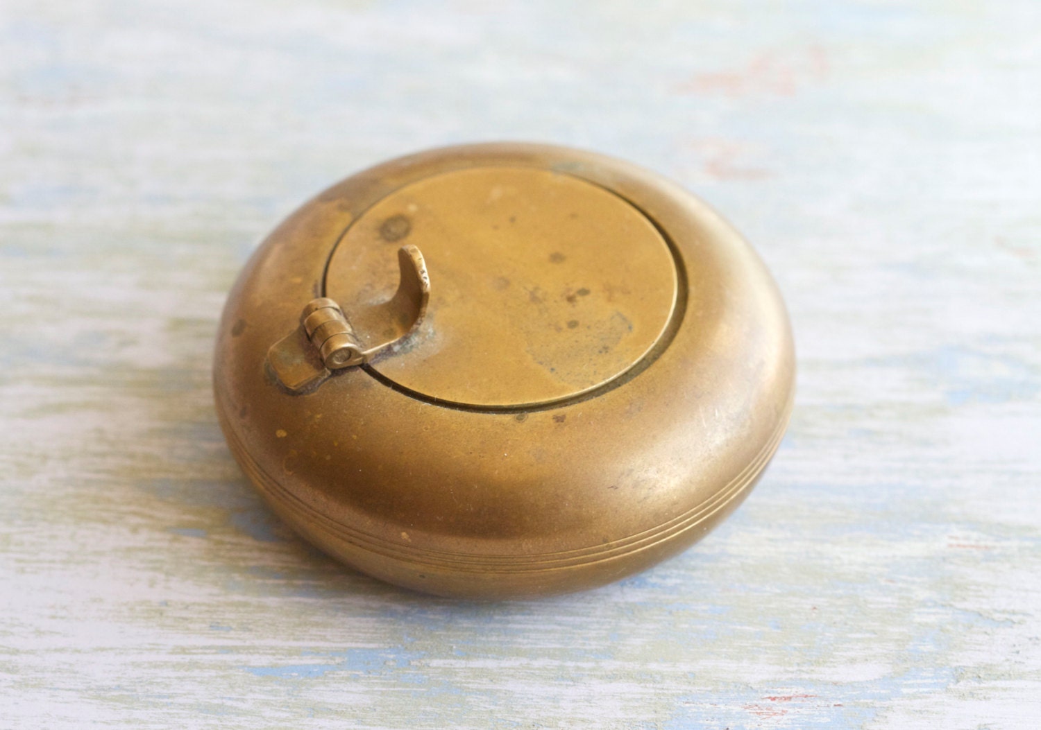 Vintage Small Brass round AshTray with Lid