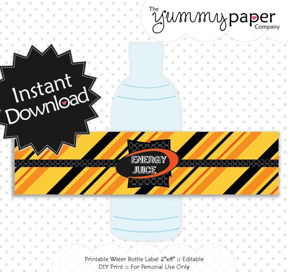 Editable Blaster War Party Bottle Labels - Instant Download PDF Template - Editable PDF, You Edit at Home with Adobe Reader .. nw01 Il_570xn