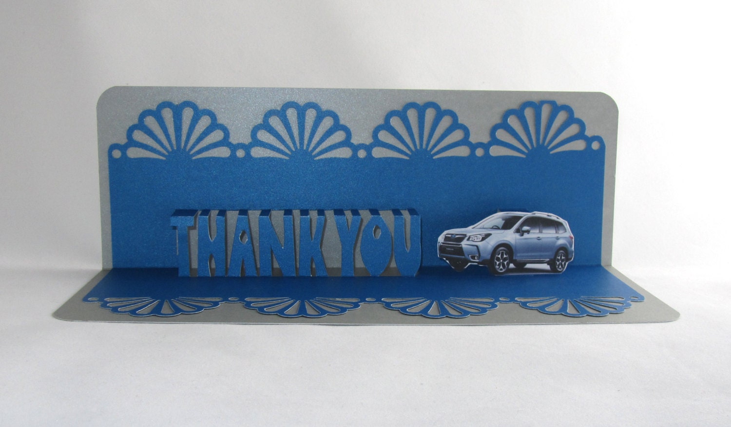 THANK YOU Car Dealership 3D Pop Up Greeting Card in Metallic