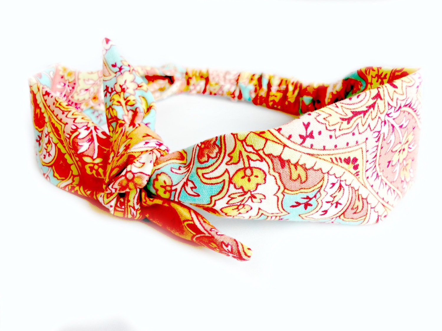 Red Bandana Tie Headband Bow Tie Head Scarf Bandana Paisley