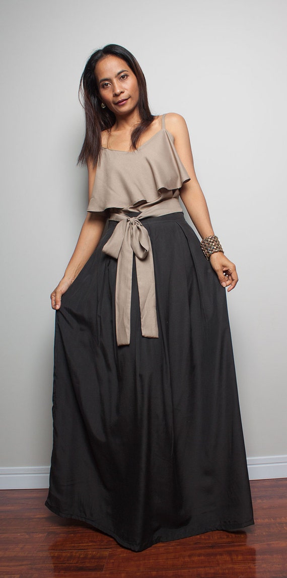 Long Black Skirt Floor Length Maxi Skirt : Feel Good by Nuichan