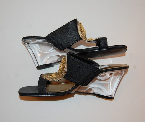 lucite wedge shoes