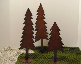 Trees Set Of 3 Metal Large Shelf Winter Decoration Holiday Trees Set Of 3 Metal Large Shelf Winter Decoration Holiday