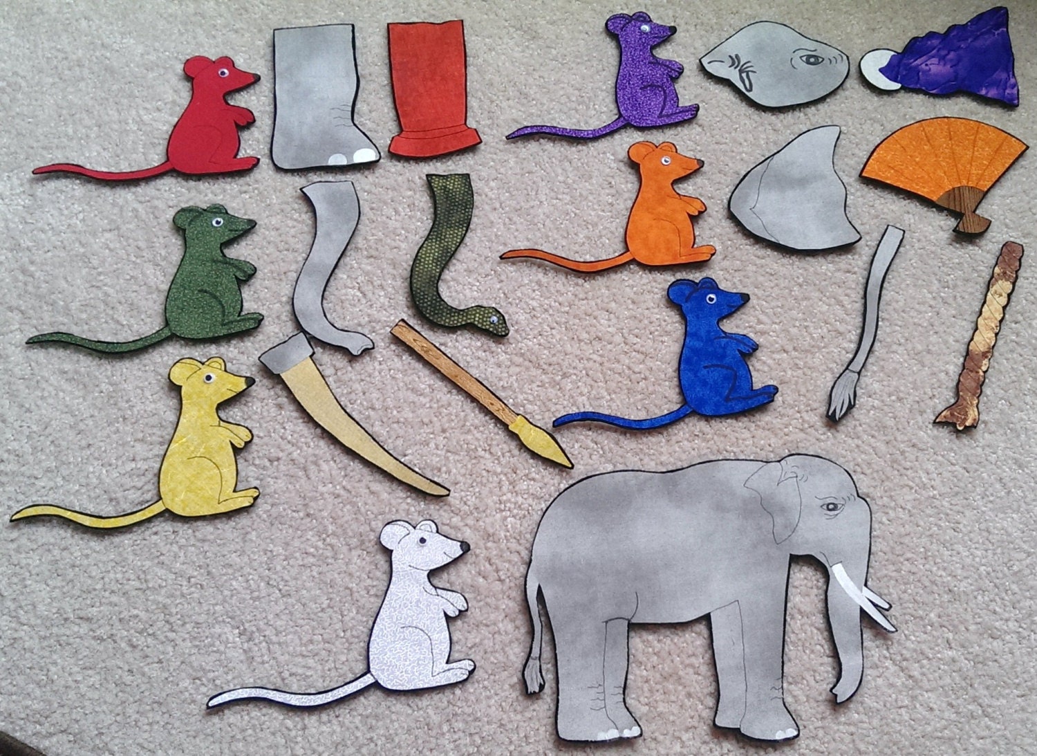 Seven Blind Mice Flannel felt Board Story by DMCraftDesigns