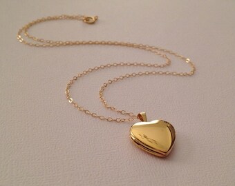 Gold Heart Locket Necklace -Heart Locket Necklace in Gold -Gold Locket Necklace